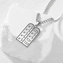 Jewish Ten Commandments Necklaces Christianity Judaism Hebrew Bible Prayer Protection Amulet Stainless Steel Spiritual Jewelry