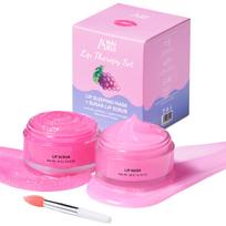 ANAiRUi Grape & Bakuchiol Lip Scrub & Lip Mask Set, Overnight Hydrating Plumping Lip Treatment for Dry Dark Chapped Lips 30g