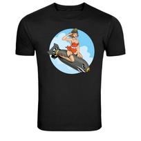 Vintage Pinup Girl Riding Bomb Retro War Graphic T-Shirt L