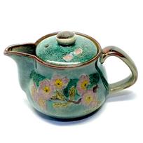 Hyakkaen Kutani Teapot Somei Yoshino Cherry Blossom Design Painted on the (Small) - (Green Back)