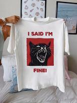 I Said Im Fine Screaming Cat Meme Print on Premium Soft 100 Cotton Mens T Shirt Perfect for Summer Casual Streetwear Style S