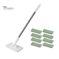 Non-slip Grip Mop 39.4  Hands-Free Multi-Purpose Flat Mop, Multifunctional Lazy with One-Click Cloth Furniture Edge Attachment 8 Reusable Clothes, A