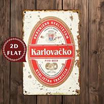 Vintažinis metalinis ženklas Plakatas Karlovacko alaus etiketė su meno kūriniu Atsparus vandeniui ir dulkėms Linksmas šeimos kambariui Vestuvėms Bi 20x30cm（7.8x11.8inch） red