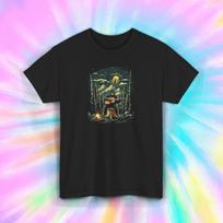 Bigfoot Guitar UFO T-Shirt Sasquatch Campfire Alien Abduction Tee S-5XL XXXL