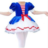 Fashion Patchwork Ballet Dancing Dress Girl Tutu Blue White Dresses 100cm mėlyna