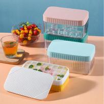 Silicone Ice Cube Tray with Storage Box and Ice Shovel 32 Grids Ice Mold Freezer Leak-Proof Stackable Ice Maker for Home Party A balta
