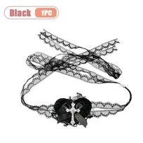 1-20PCS  Gothic Lace Cross Eye Mask with Bow and Heart Shape for Halloween Cosplay Masquerade Party Costume Accessory