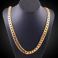 Pure Gold Color Chain Jewelry Chapado 24k Ouro 10mm Heavy Chain for Men 20 Man20, 22 , 24 , 26 , 28 , 30 45CM