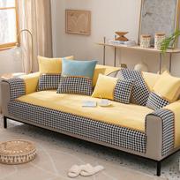 Nordic Plaid Chenille Sofa Cover Velvet Corner Recliner Couch Slipcover Sectional Sofa Cushion For Living Room Cushion cover30x50cm geltona