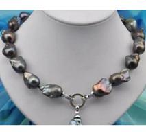 Baroque black keshi reborn pearl necklace pendant