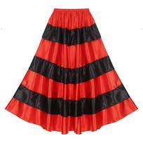 Moterų daugiasluoksnis klostuotas flamenco šokio sijonas, platus apačia, salės šokio sijonas, karnavalo scenos šou kostiumas 360 Degree red