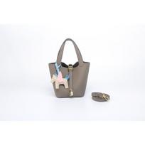 Crossbody Bag, Shoulder Bag, Luxurious and High-end Design, Small and Unique Style, Student style Bucket Bag pilka spalva