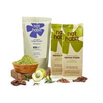 Nat Habit Organic Hair Color Combo Ready-to-Apply Henna Paste and Indigo Powder Kit for Deep Natural Dark Brown Hair Tones