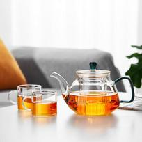 Lvchangming Teapot with Two Cups, Glass Brewing Pot, Tea Set for Office And Home Use, Thick Heat-Resistant Tea Pot with Filter