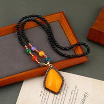 Faux and Beeswax Necklace, Shape Honey Yellow, Imitation Pendant Necklace for Women, Fashion Jewelry Statement Piece for Daily Wear or Gift One Size geltona