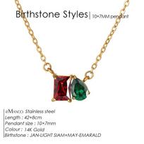 EManco Stainless Steel Zirconia Princess Cut Waterdrop Double Pendant Necklace Women's Trendy Anniversary Statement Fine Jewelry 42+8CM&Gold Color