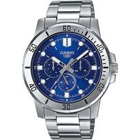 CASIO Standard Quartz Mens Watch MTP-VD300D-2E Multi-Axis 24-Hour Display SilverBlue Metal Band Overseas Model