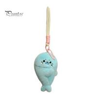 Fluffy Seal Accessory Magnetic Plush Keychain, Cute Stuffed Animal Keyring, Soft Adorable Plushie for Bag Purse, Fridge Magnet Gift Girls Decoration mėlyna