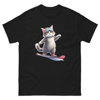 Maine Coon Cat Snowboarding Fun Snowboarder T-Shirt XL