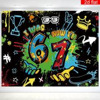 2D flat banner, 1 piece, fabric backdrop for birthday themed party photography, polyester, with the phrase  I was 6 years old, now I'm 7. 47.2x31.5inch/120*80cm