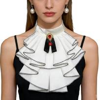 Victorian Layered Ruffle Elastic Faux Collar for Enhancing Face Visibility in Photography and Stage Performances balta