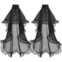 Women Victorian Long Tulle Gloves Gothic Detachable Sleeves Cosplay Halloween Medieval Renaissances Costume Accessories 1 juoda