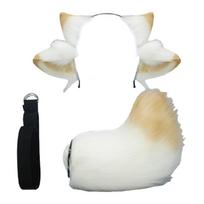 Sheep Role Play Outfit Accessory with Sheep Ear Headband Plush Tail Halloween Animal Sheep Costume for Women Kid Cospla