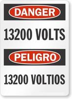 Volts Peligro Voltios Bilingual Osha Danger Aluminum Weatherproof  xAluminum 20x20cm(8x8inch)