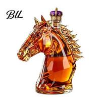 Engraved Glass Decanter Horse Head Whiskey Decanter, Funny Liquor Bottle, 350ml Wine Decorative Bottle Spirits Novelty Bar Decor Gift for Men C