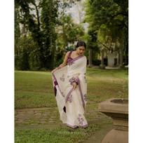 New Launch – Premium Silver Patta Weaving Linen Cotton Saree