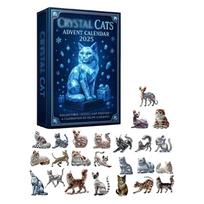 Cat Advent Calendar Crystal Theme Acrylic Ornaments Christmas Tree Decor 24 Days Surprise Gifts Cat Lover Keychain 1pcs mėlyna