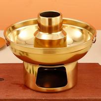 Multi-Purpose Dry Ice Hot Pot Gold Imitation Copper Hot Pot  Dessert Display S