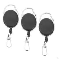 3x Retractable Extendable Nylon Wire 60cm Keychain Clip Badge Pull Key