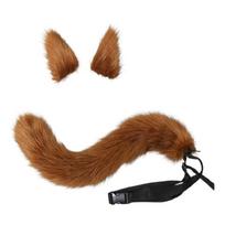 3 Pieces Wolf Ear Plush Hairpins Tail Foxes Costume Accessory Set for Easters