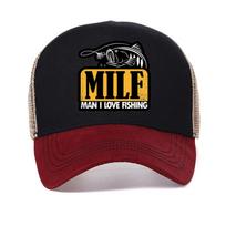 Funny MILF Unisex I Love Fishing printing hat Unisex Women Adjustable Fishing Snapback hat Leisure outdoors Mesh Breathable hats Adjustable