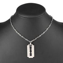 Retro Exquisite Sliver Color Geometry Razor Blade Pendant Necklace for Women Men Personality Punk Collar Chain Jewelry Gifts