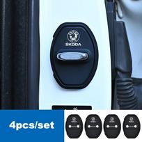 YSAG7 Silicone Car Door Lock Covers Sticker Anti-Collision Pad for Skoda Karoq Octavia Superb 3 Fabia Kamiq Kodiaq Citigo Yeti Rapid juoda