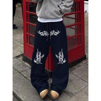 Street Style Printed Wide Leg Pants Men's Straight Leg Pants Comfortable Hanging Sports Pants Daily Outdoor Hip Hop Style Casual Pants S