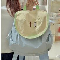 Trendy Dopamine Color Drawstring Backpack Korean Style Fruit Shoulder Bag Large Capacity School Bag Hiking mėlyna