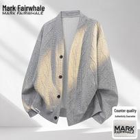 Mark Fairwhale Men's V-Neck Cardigan Sweater 2XL viržių pilka spalva