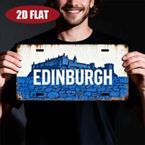 Edinburgo pilis Škotija D plokščias spausdinimo numerio ženklas stiliaus metalinis skardos ženklas Istorinis Škotijos miestas tematikos dekoratyvinis aliuminio 15x30cm(5.9x7.8inch)