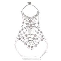 Elegant Multilayer Body Necklace For Women Perfect For Pageants Proms Party Wedding Photo Props Rhinestones Flower 1
