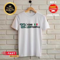 Kimi Antonelli Racing Unisex Marškinėliai, F1 Lenktynių Grafiniai Marškinėliai, F1 Lenktynininko Marškinėliai, Dovana Kimi Antonelli Gerbėjui, Italijos F1 Naujoko Lenktynių Marškinėliai L white