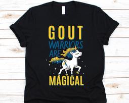 Gout Warriors Are Magical Shirt, Gift For Podagra Survivor, Painful Form Of Arthritis, Inflammatory Arthritis, Swollen Joint, Unicorn Design 2XL