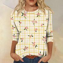 Women's Round Neck Three-Quarter Sleeve T-Shirt, Oktoberfest Festival Novelty Print, Fashion Casual Tee for Women, Summer Festival Outfit L violetinė