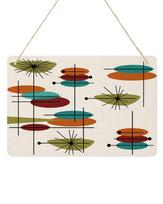 Metal Tin Sign Wall Art Decor Mid Century Oval Colored on Retro Linen Welcome Tin Signs for Home Office Kitchen Coffee Bar Vint 20x30cm（7.8x11.8inch）