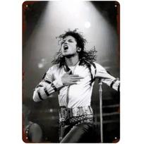 Vintage Michael Jackson Metal Sign Bad Tour Black and White Wall Decor 20x30cm（7.8x11.8inch）