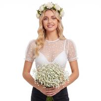 Women's Oktoberfest Short Sleeve Blouse - Festival Top, Traditional Bavarian Party Shirt for Ladies L balta