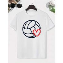 European sizes Bleach Cloth Heart Globe Cotton Boys T-Shirt Boys Creative T-Shirt, Casual Lightweight Comfortable Short Sleeve Top, Summer Clothing 110 balta