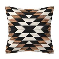 Mid-Century Modern Geometric Throw Pillow Cover – Black & White Semi-Circle Design With Wood Cushion Cover Peach skin 18*18(CM)-1Pcs